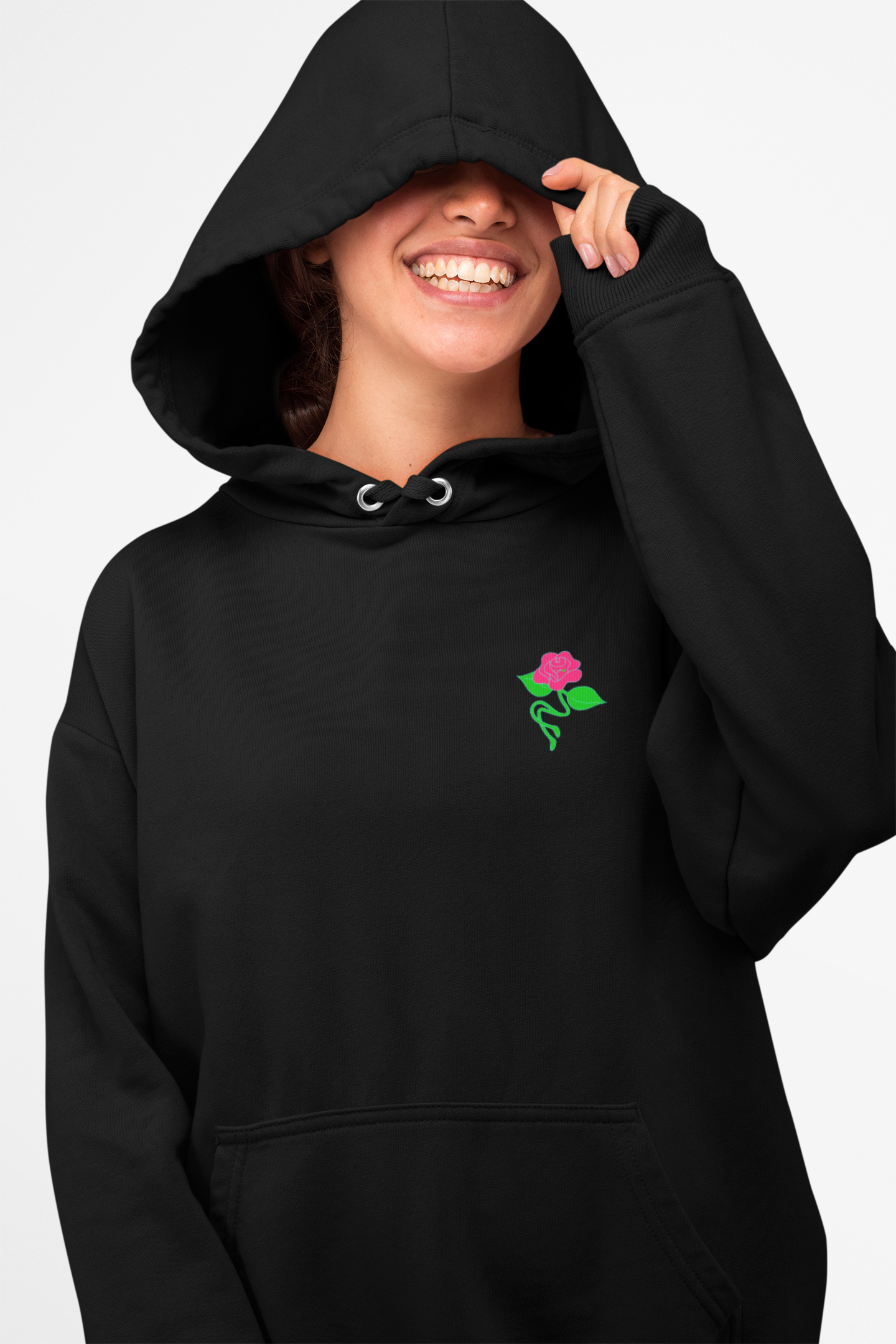 Chula Rose Statement Hoodie – Bold Back, Soft Bloom